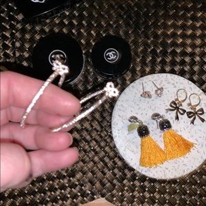 Betsy Johnson hoops with Bow.Rose gold perfect